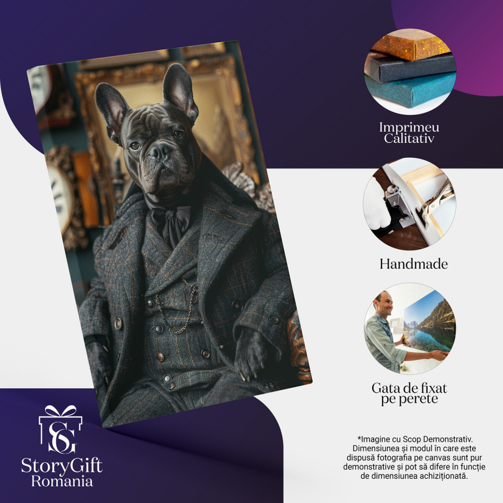 Câinele Distins în Costum din Stofă - Tablou Canvas Elegant, Marime 40x25CM [2]