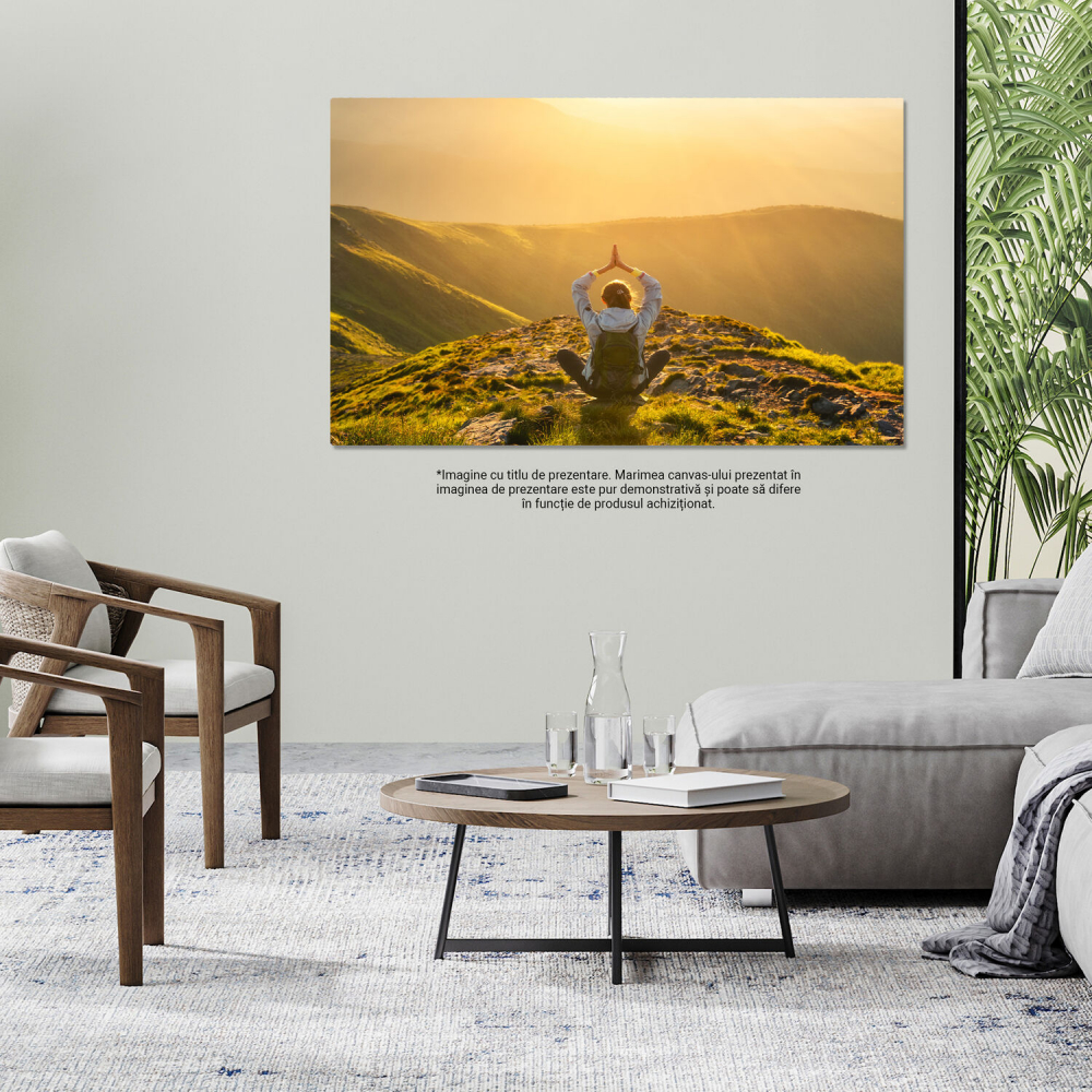 Tablou Canvas Călătorind Prin Pădure: Meditație și Yoga în Apus, Marime 40x25CM [4]