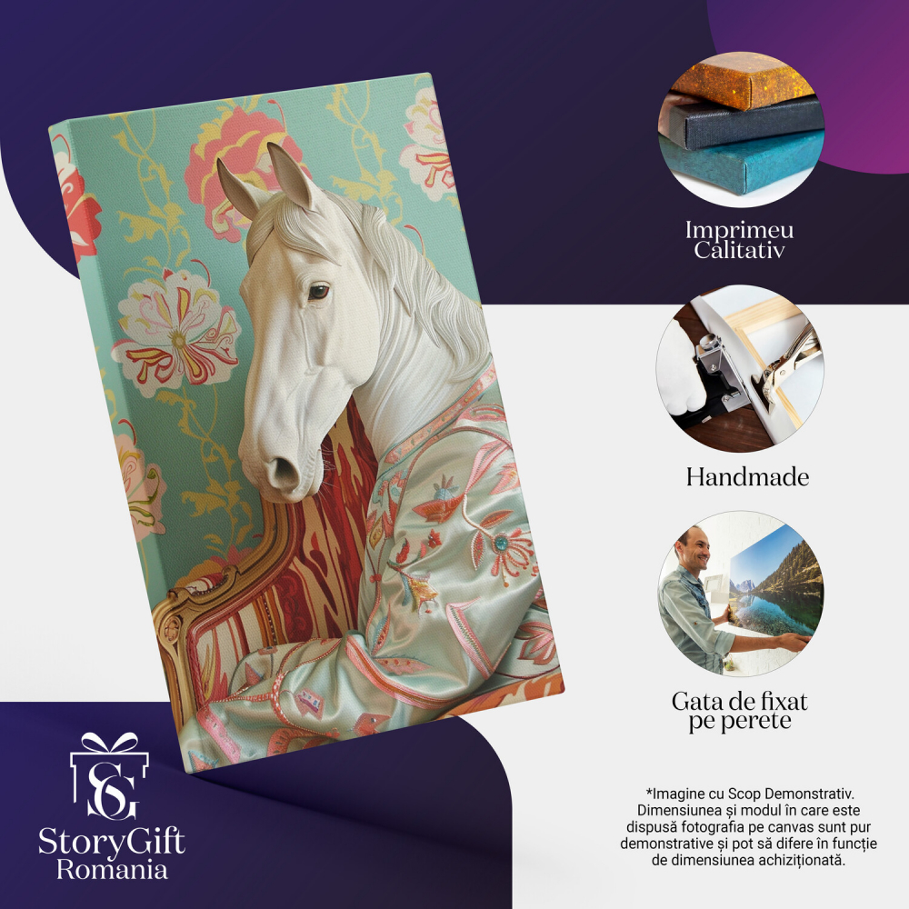 Tablou Canvas Calul Fugit din Carusel în Robă cu Safir, Marime 40x25CM [2]