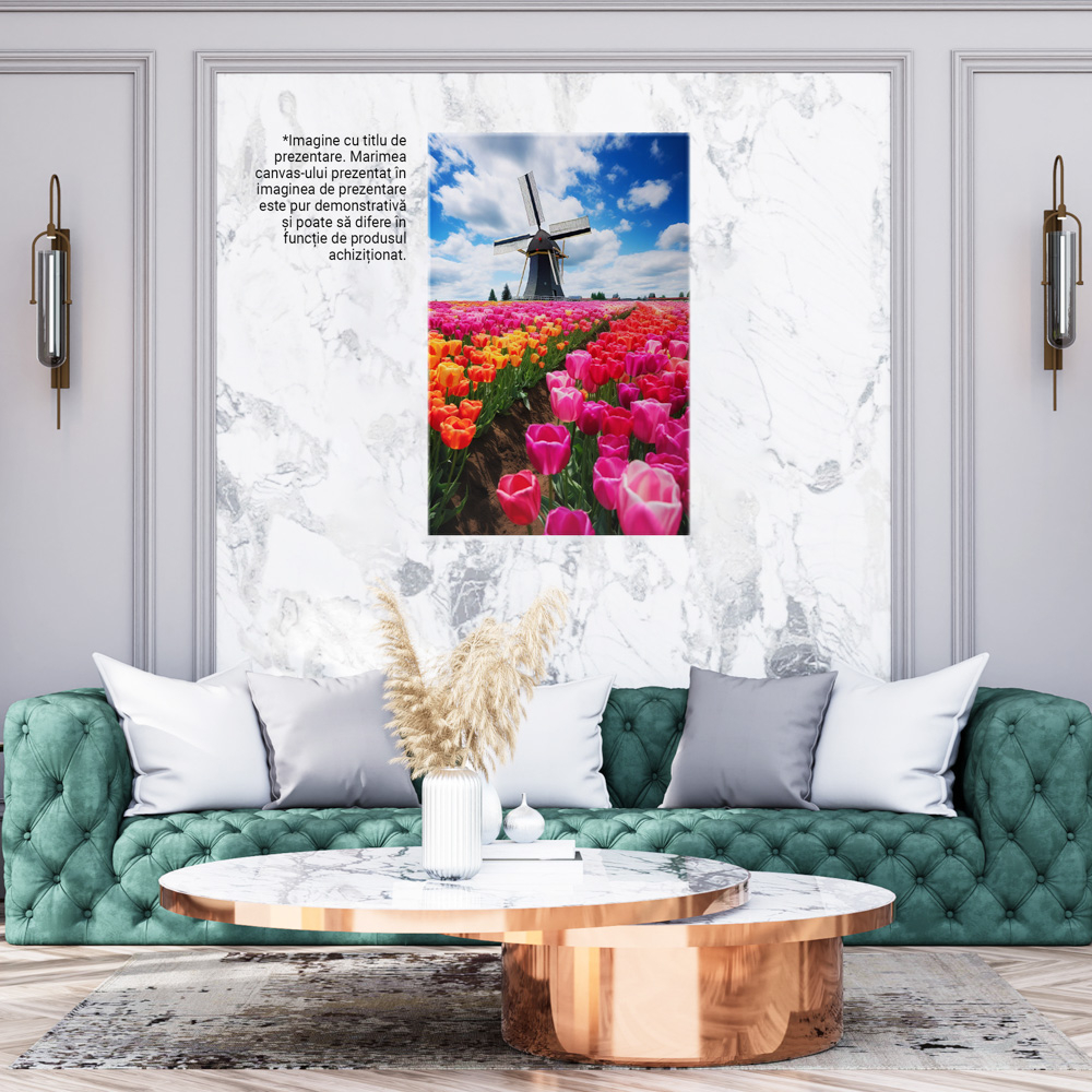 Câmp de Lalele Colorate și Moara de Vânt - Pictură Digitală, Marime 40x25CM [2]
