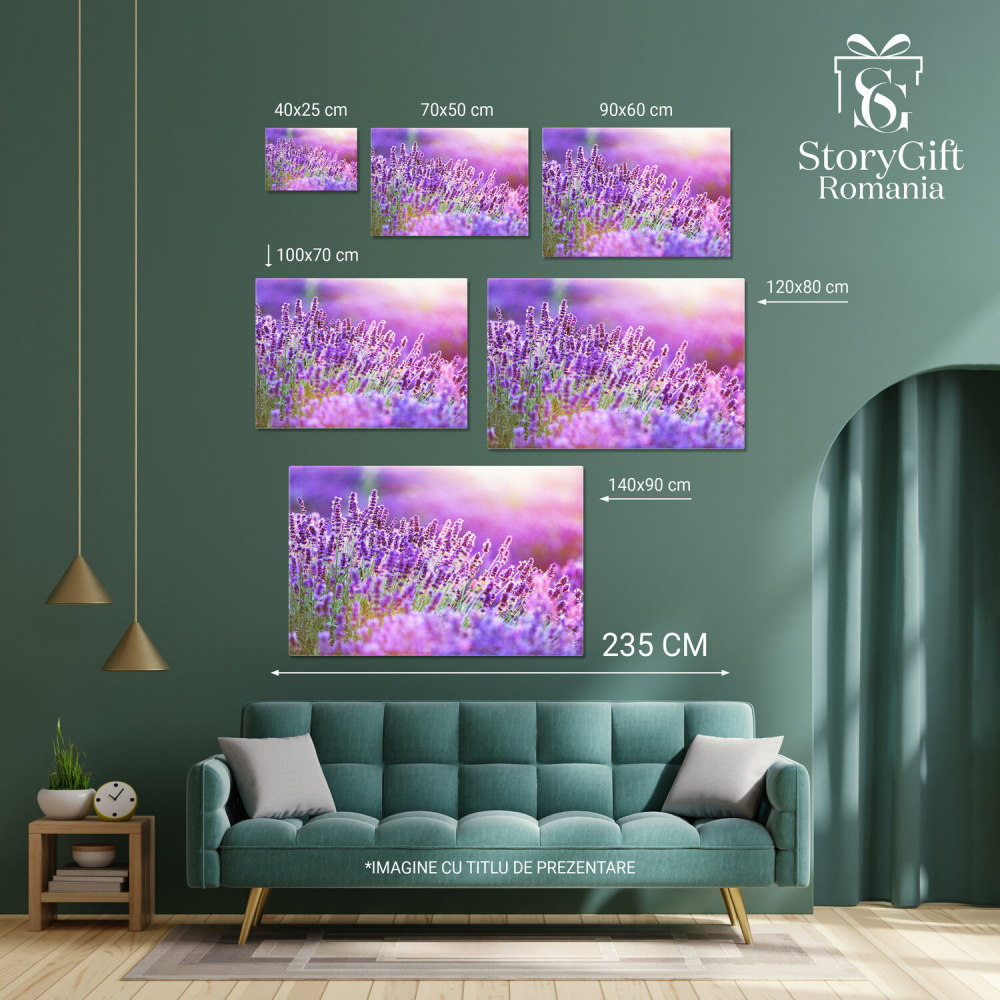 Camp de Lavandă în Lumina Apusului: Frumusețea Naturii, Marime 40x25CM [4]