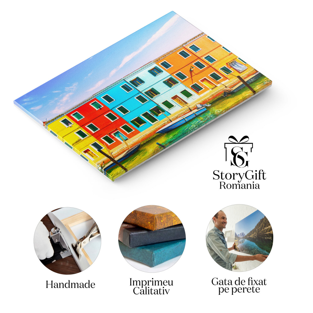 Canalele Colorate ale Insulei Burano – Tablou Canvas, Marime 40x25CM [2]