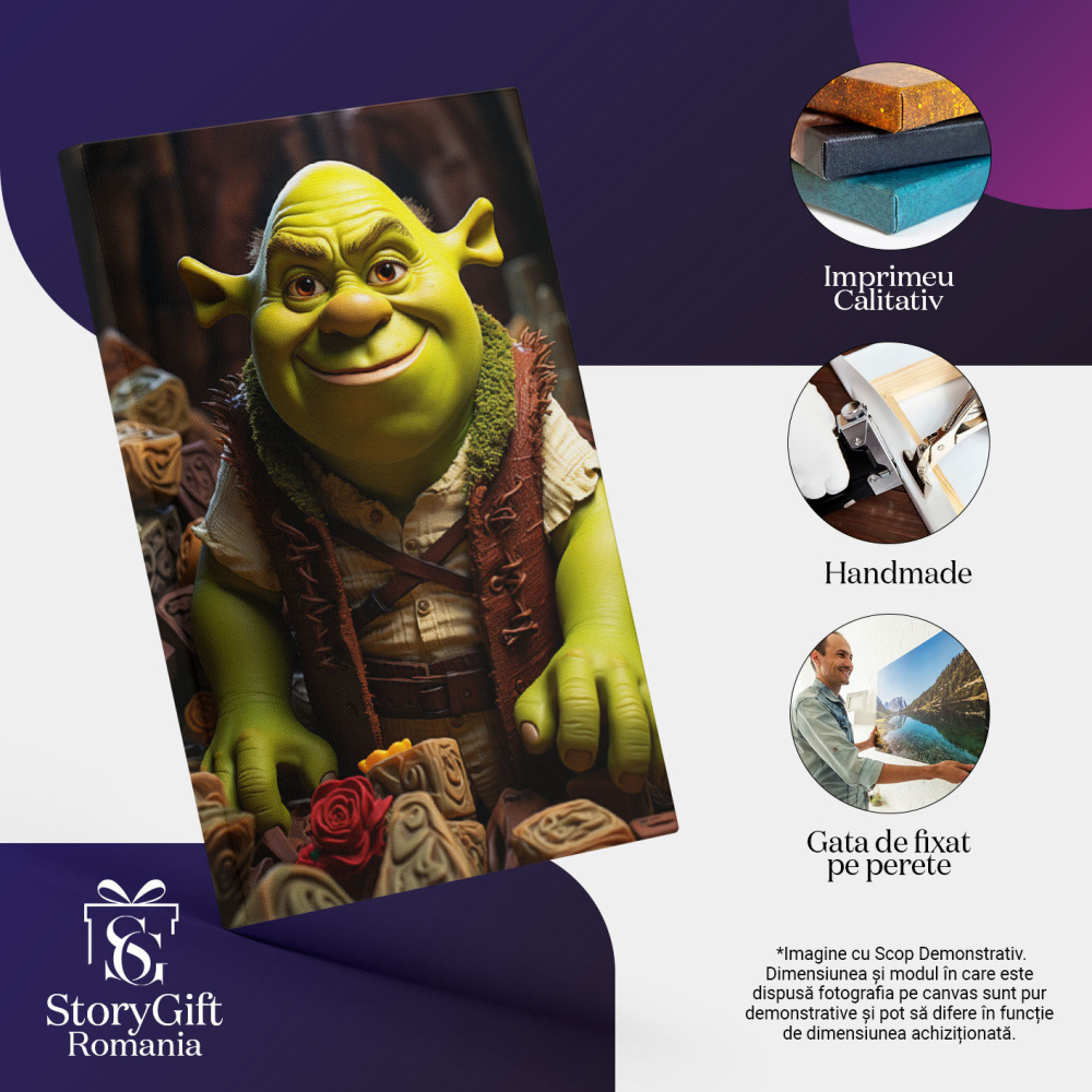 Tablou Canvas:  Capcaunul Shrek ajuns la batranete intr-o lume fantastica- pentru Iubitorii de basme si arta digitala Pictura Digitala 40x25CM [3]