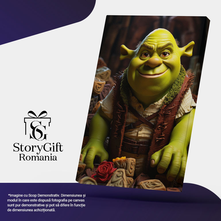 Tablou Canvas:  Capcaunul Shrek ajuns la batranete intr-o lume fantastica- pentru Iubitorii de basme si arta digitala Pictura Digitala 40x25CM [5]