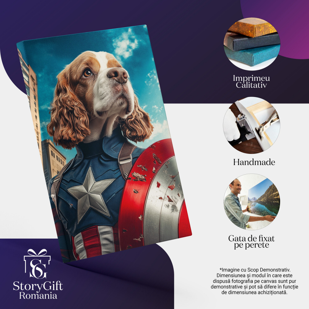  Tablou Canvas Personalizat Captain America În Acțiune În Oraș Cu ScutMarime 40x25CM [4]