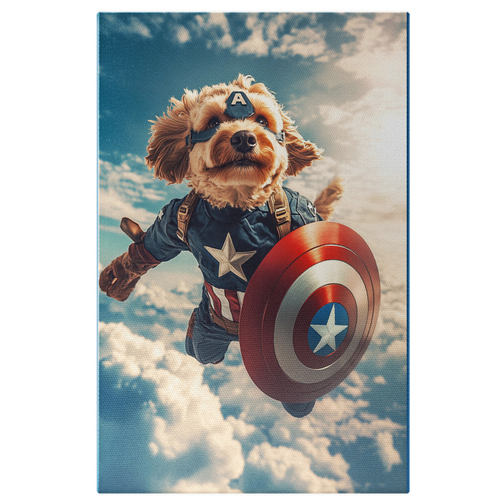  Tablou Canvas Personalizat Captain America Cu Scut În Cer Deasupra NorilorMarime 40x25CM [1]