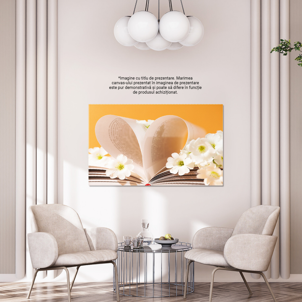 Tablou Canvas: Bucurie și Cultură prin Cărți și Flori, Marime 40x25CM [4]