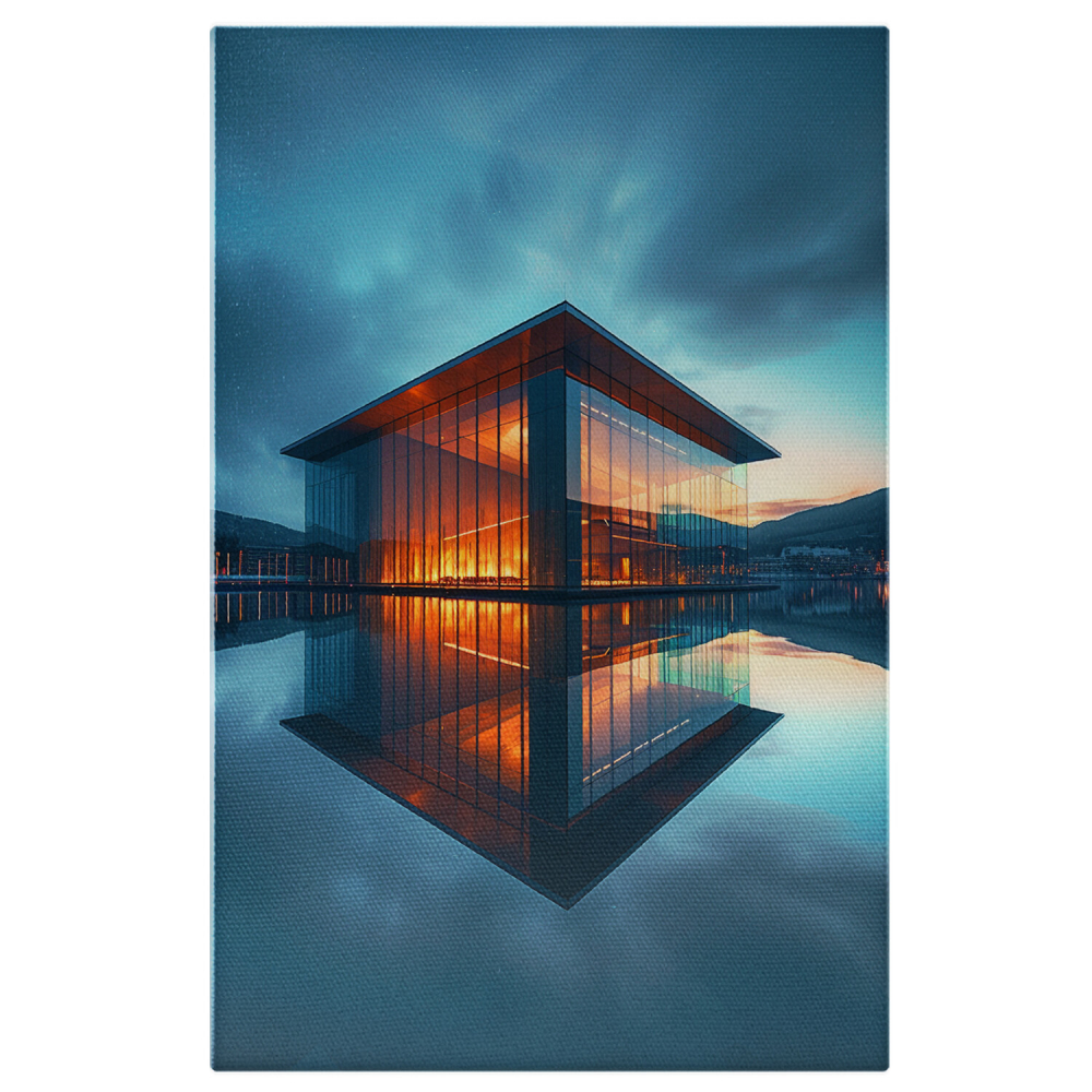 Casa din Geam cu Piscină Imensă - Pictură Digitală, Marime 40x25CM [1]