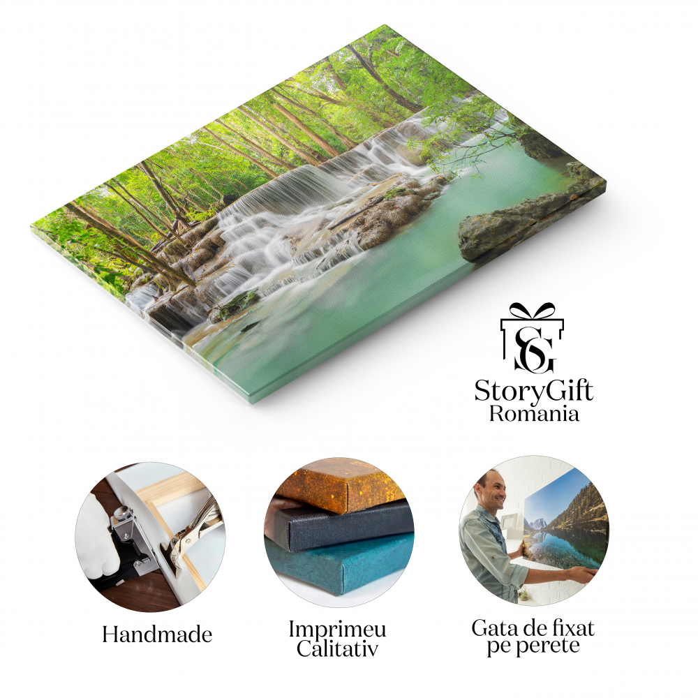 Tablou Canvas Cascada Erawan in Peisajul Natural din Kanchanaburi natura, turism, apa, jungla, peisaj 40x25CM [2]