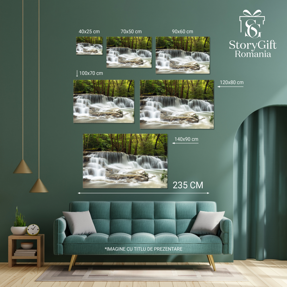 Tablou Canvas Cascada Minunata in Padurea Adanca Huay Mae Khamin, cascada, padure, prospetime, peisaj, relaxare 100x70CM [4]