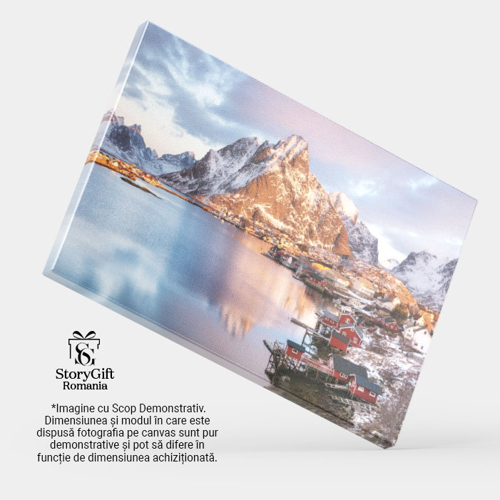 Tablou Canvas Case in Insulele Lofoten, Norvegia, Peisaj Nordic, Rorbu, Fjord, Maritim 3374 40x25CM [4]