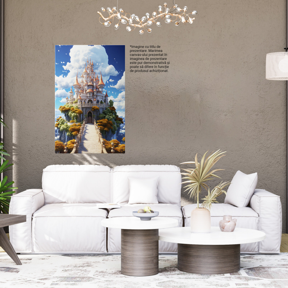 Castelul Zgârie-Nori în Natură - Drum Pietruit și Cer Pufos, Marime 40x25CM [4]