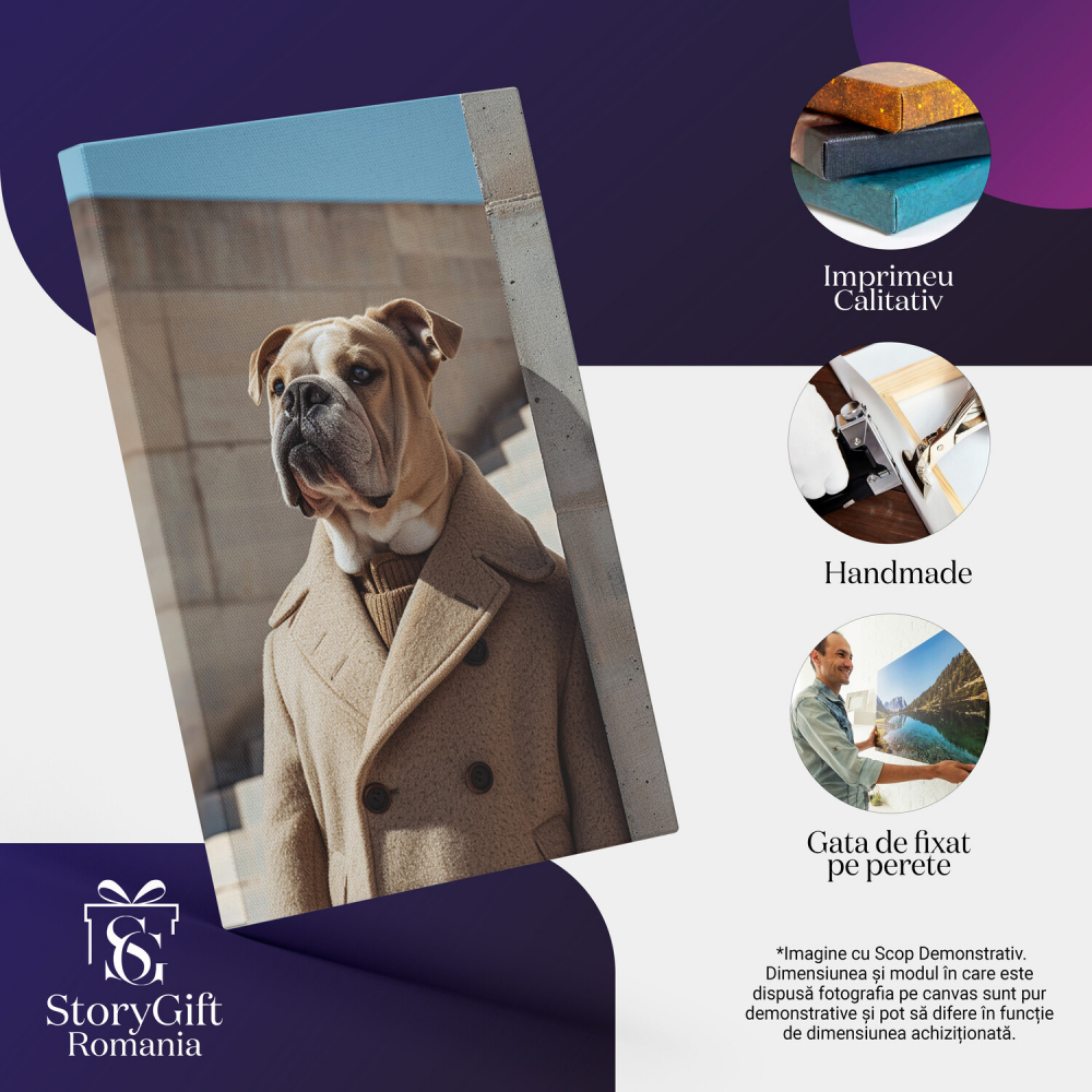 Cățel în Ținută Posh - Tablou Canvas cu Expoziție Fastuoasă de Modă Canină, Marime 40x25CM [2]