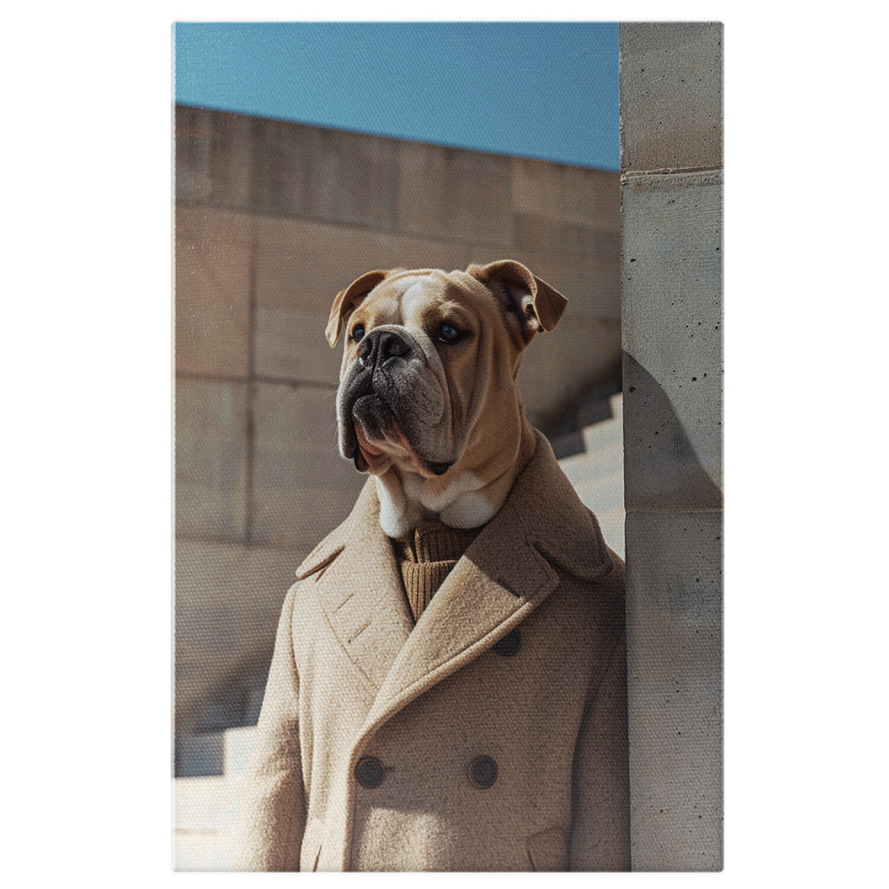 Cățel în Ținută Posh - Tablou Canvas cu Expoziție Fastuoasă de Modă Canină, Marime 40x25CM [1]