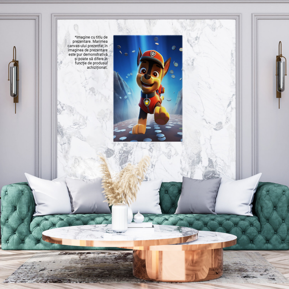 Cățel Patrula Secreta cu Costum Roșu Alergând - Pictură Digitală pentru Copii, Marime 40x25CM [4]