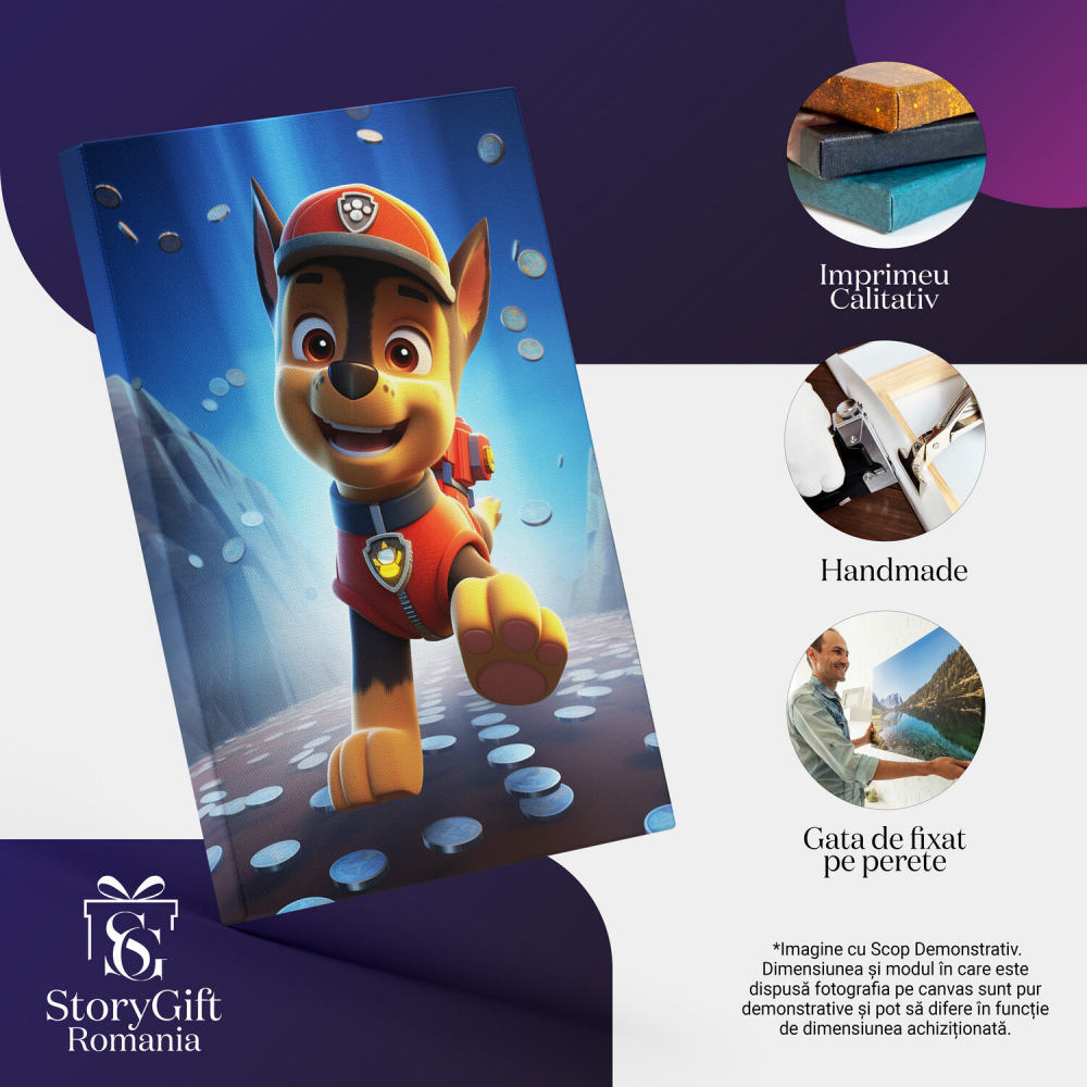 Cățel Patrula Secreta cu Costum Roșu Alergând - Pictură Digitală pentru Copii, Marime 40x25CM [2]