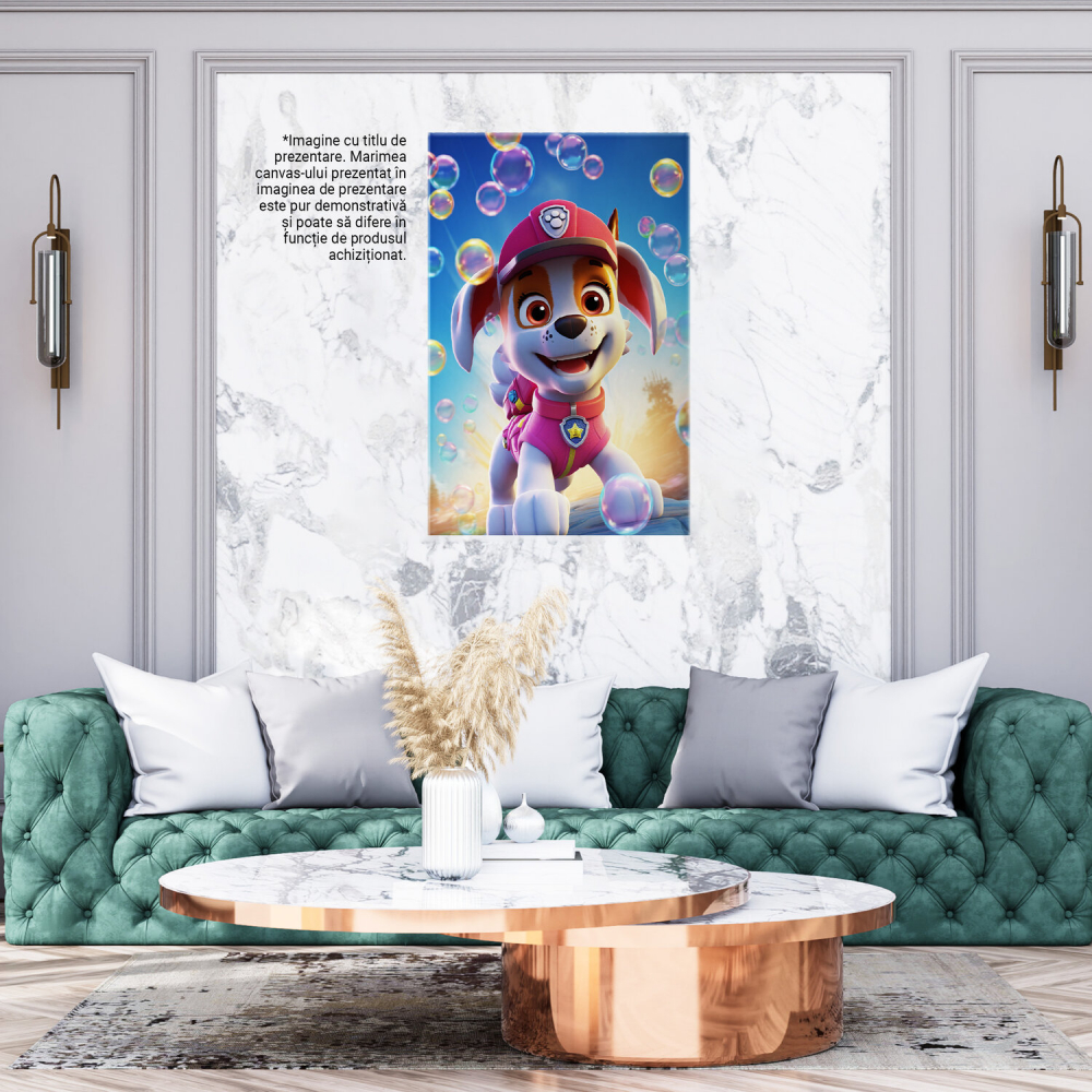 Cățel Patrula Secreta cu Costum Roz și Baloane de Săpun, Marime 40x25CM [4]