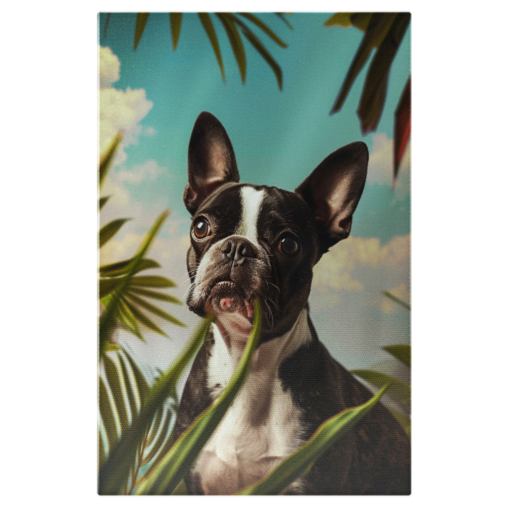 Cățelul Negru din Soarele Junglei Tropicale - Pictură Digitală, Marime 40x25CM [1]