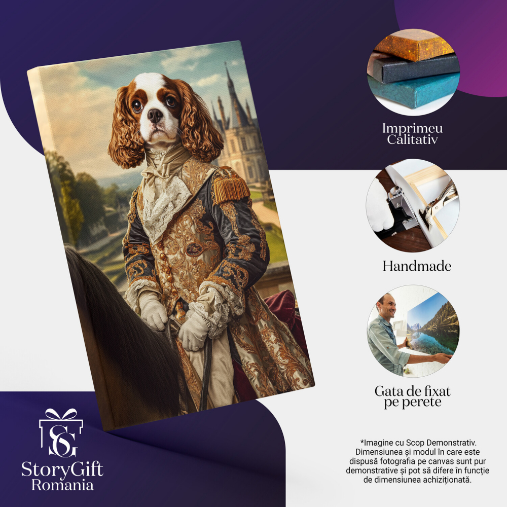  Tablou Canvas Personalizat Cavaler Regal Pe Cal Cu Detalii Aurii Și Guler SatinMarime 70x50CM [4]