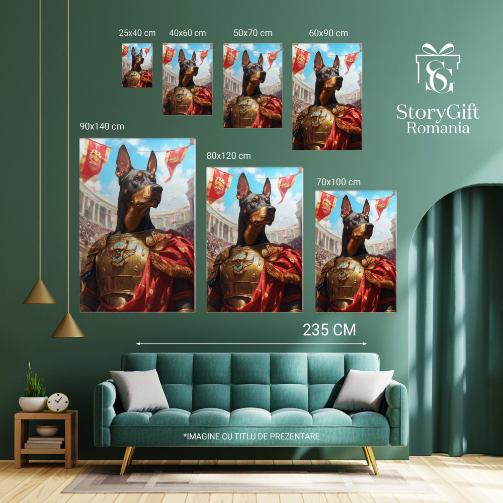  Tablou Canvas Personalizat Cavaler Regal Cu Armură Aurie În Mijlocul CetățiiMarime 140x90CM [6]