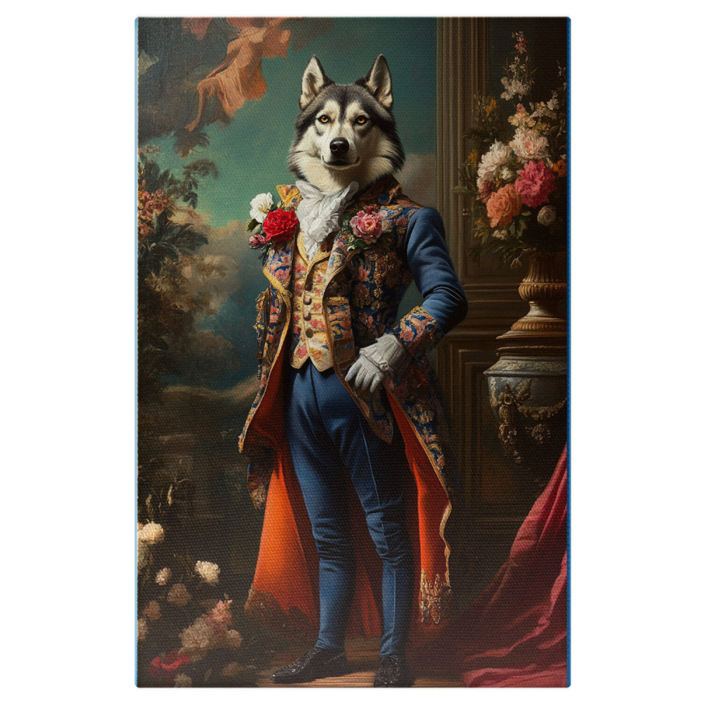  Tablou Canvas Personalizat Cavaler Regal Cu Funda Albă Și Buchet De FloriMarime 140x90CM [1]