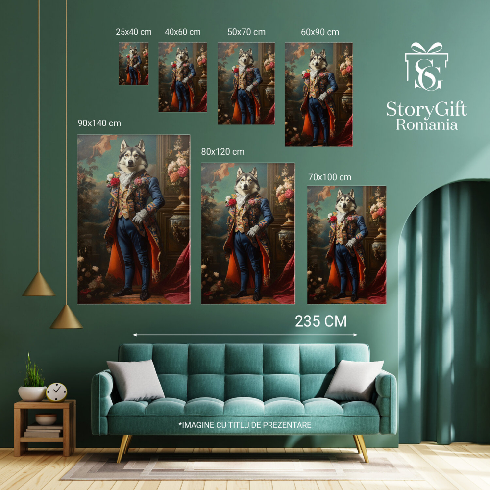  Tablou Canvas Personalizat Cavaler Regal Cu Funda Albă Și Buchet De FloriMarime 140x90CM [6]