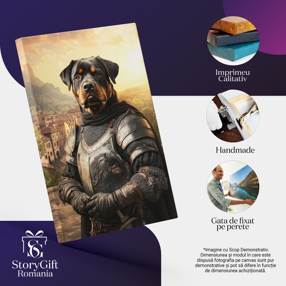  Tablou Canvas Personalizat Cavaler Regal Cu Armură De Fier Deasupra CetățiiMarime 40x25CM [4]