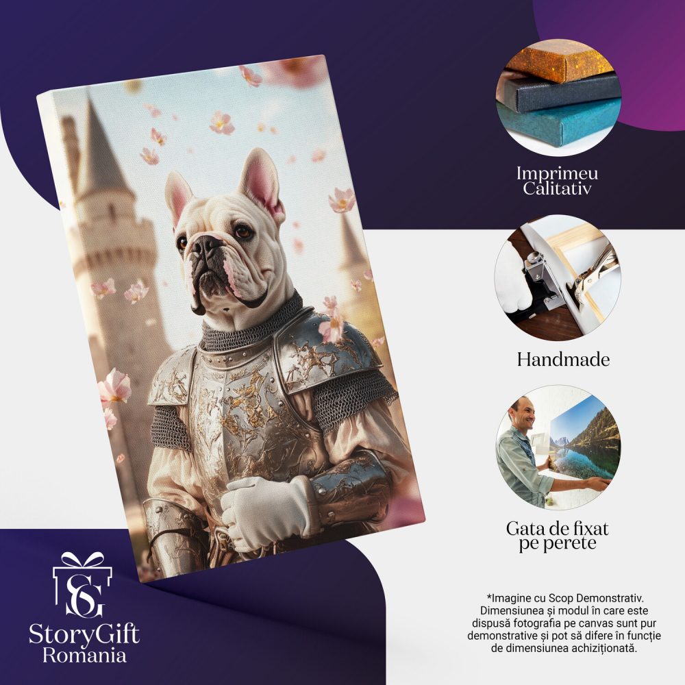  Tablou Canvas Personalizat Cavaler Regal Cu Armură Aurie În Fața CasteluluiMarime 120x80CM [4]