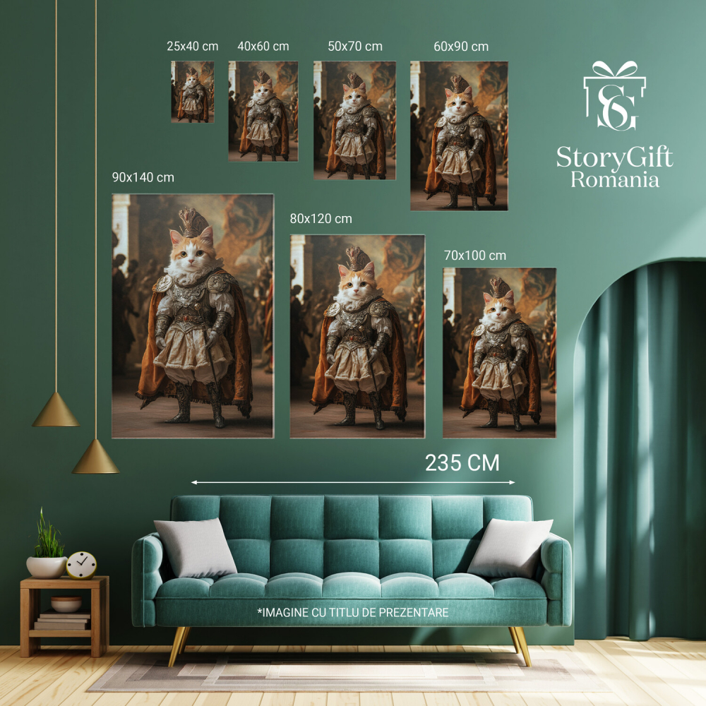  Tablou Canvas Personalizat Cavaler Regal În Palat Cu Coroana Și Mantie PortocalieMarime 40x25CM [6]