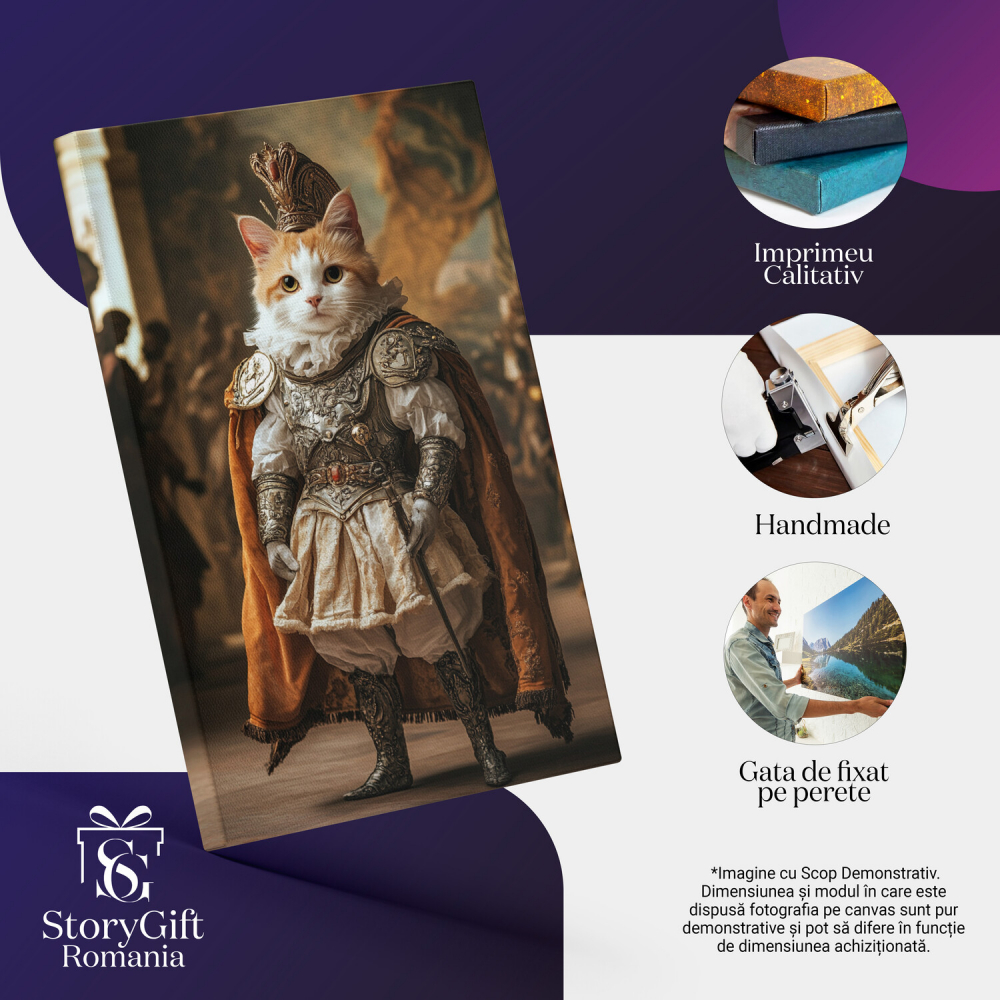  Tablou Canvas Personalizat Cavaler Regal În Palat Cu Coroana Și Mantie PortocalieMarime 40x25CM [4]