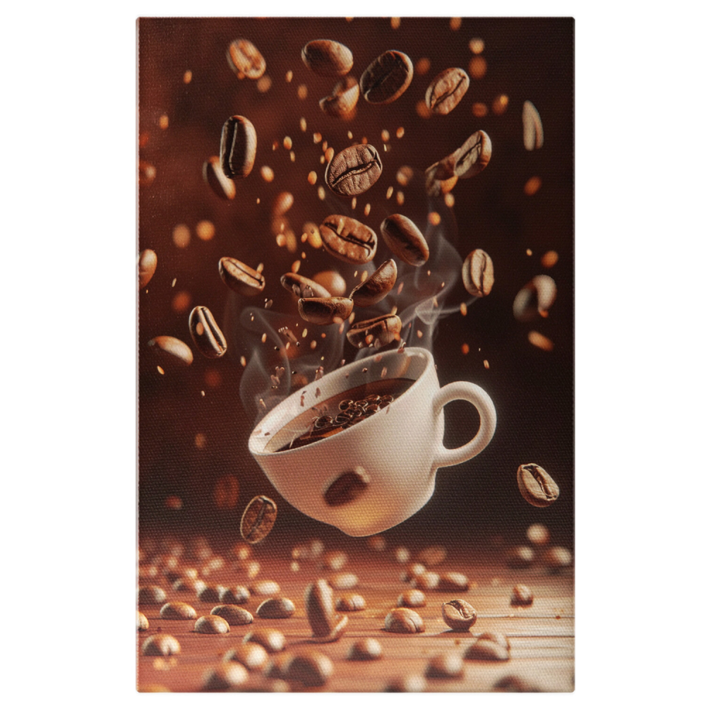 Cească Albă de Cafea cu Boabe - Tablou Canvas Digital, Marime 40x25CM [1]