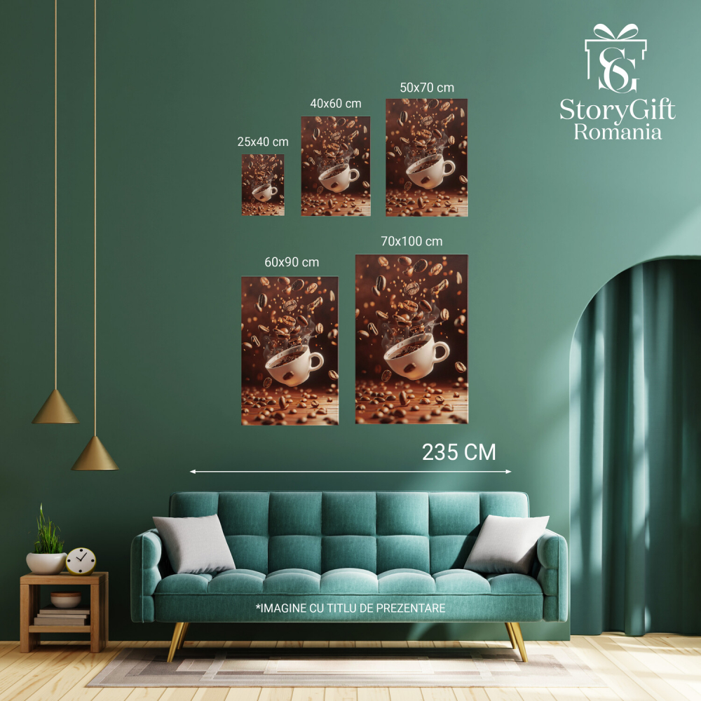 Cească Albă de Cafea cu Boabe - Tablou Canvas Digital, Marime 40x25CM [4]