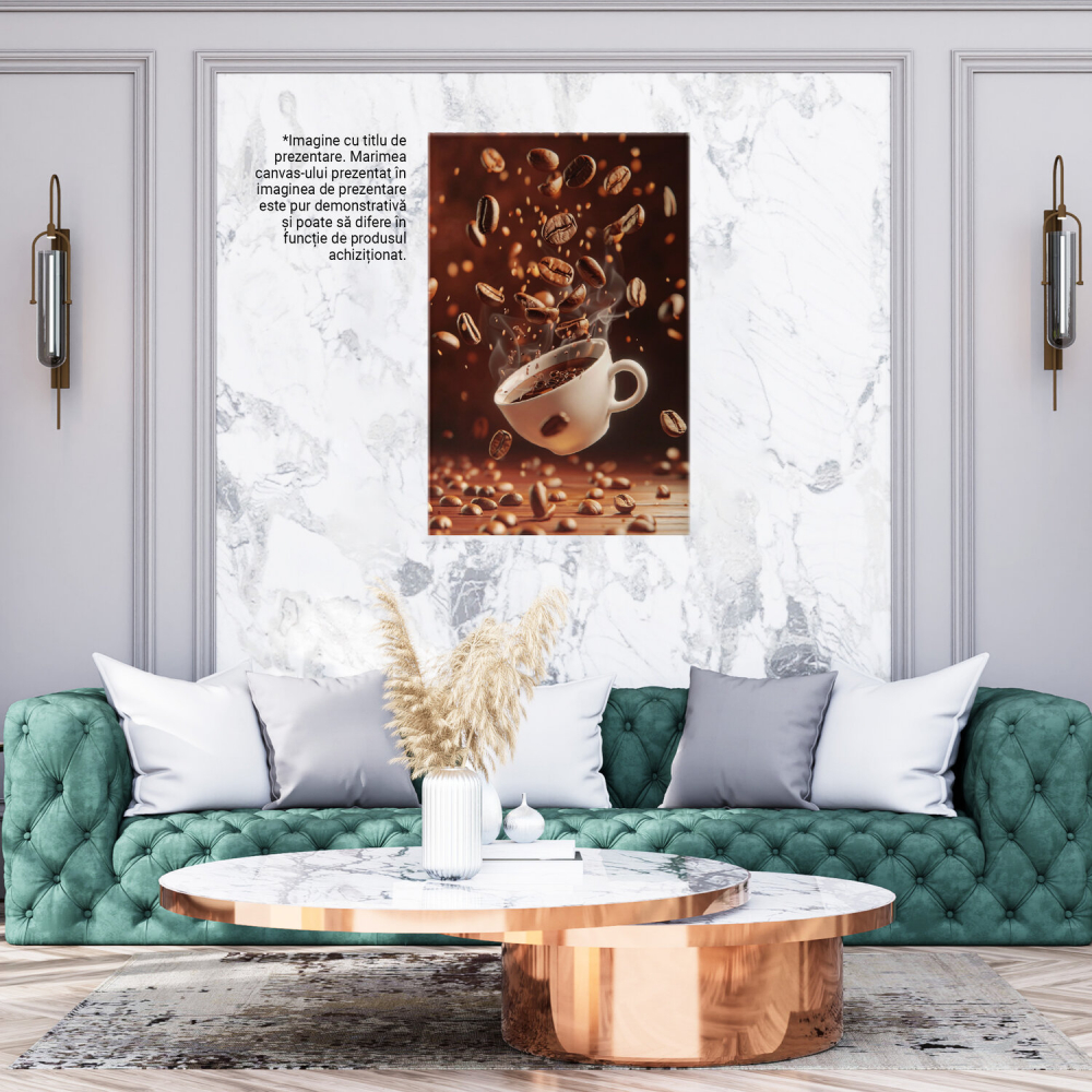 Cească Albă de Cafea cu Boabe - Tablou Canvas Digital, Marime 40x25CM [3]