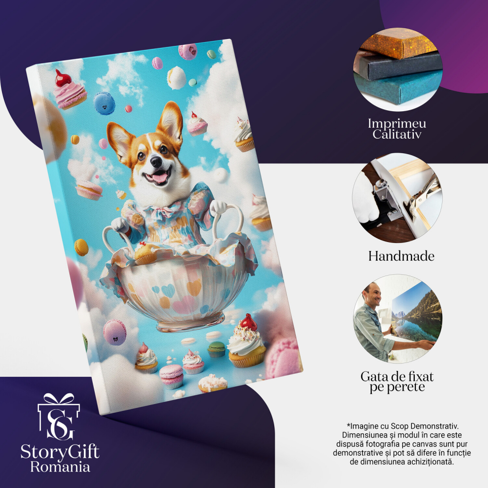 Tablou Canvas Personalizat - Animal Iubitor de Dulciuri cu Cească de Ceai
Marime 90x60CM [4]