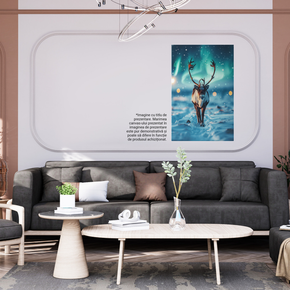 Tabloul canvas cu cerbul polar în cercetarea ținutului înghețat, Marime 40x25CM [4]