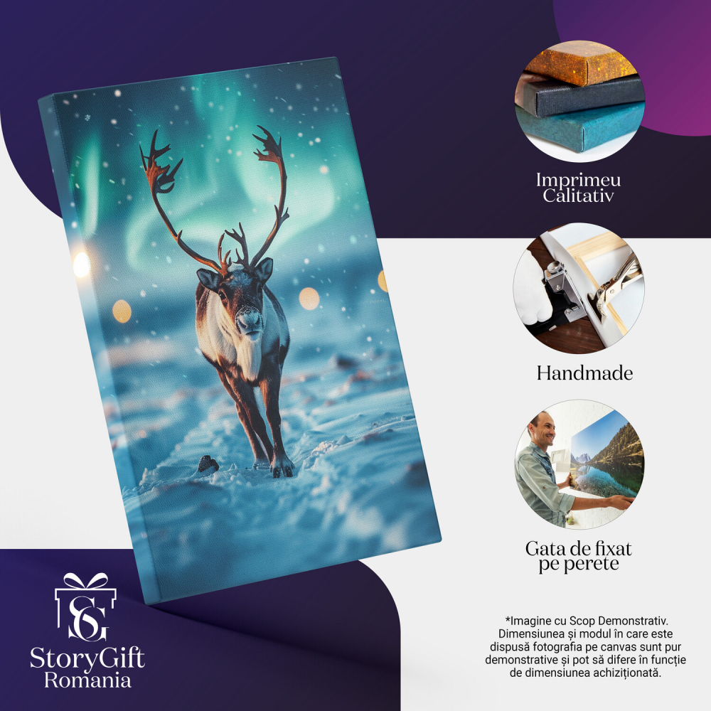 Tabloul canvas cu cerbul polar în cercetarea ținutului înghețat, Marime 40x25CM [2]