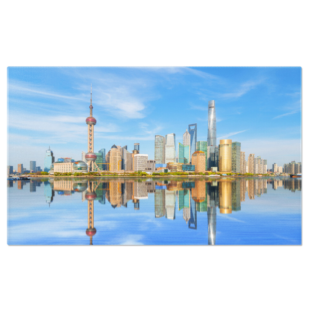 Tablou Canvas: Bund-ul din Shanghai sub Cerul Albastru, Marime 40x25CM [1]