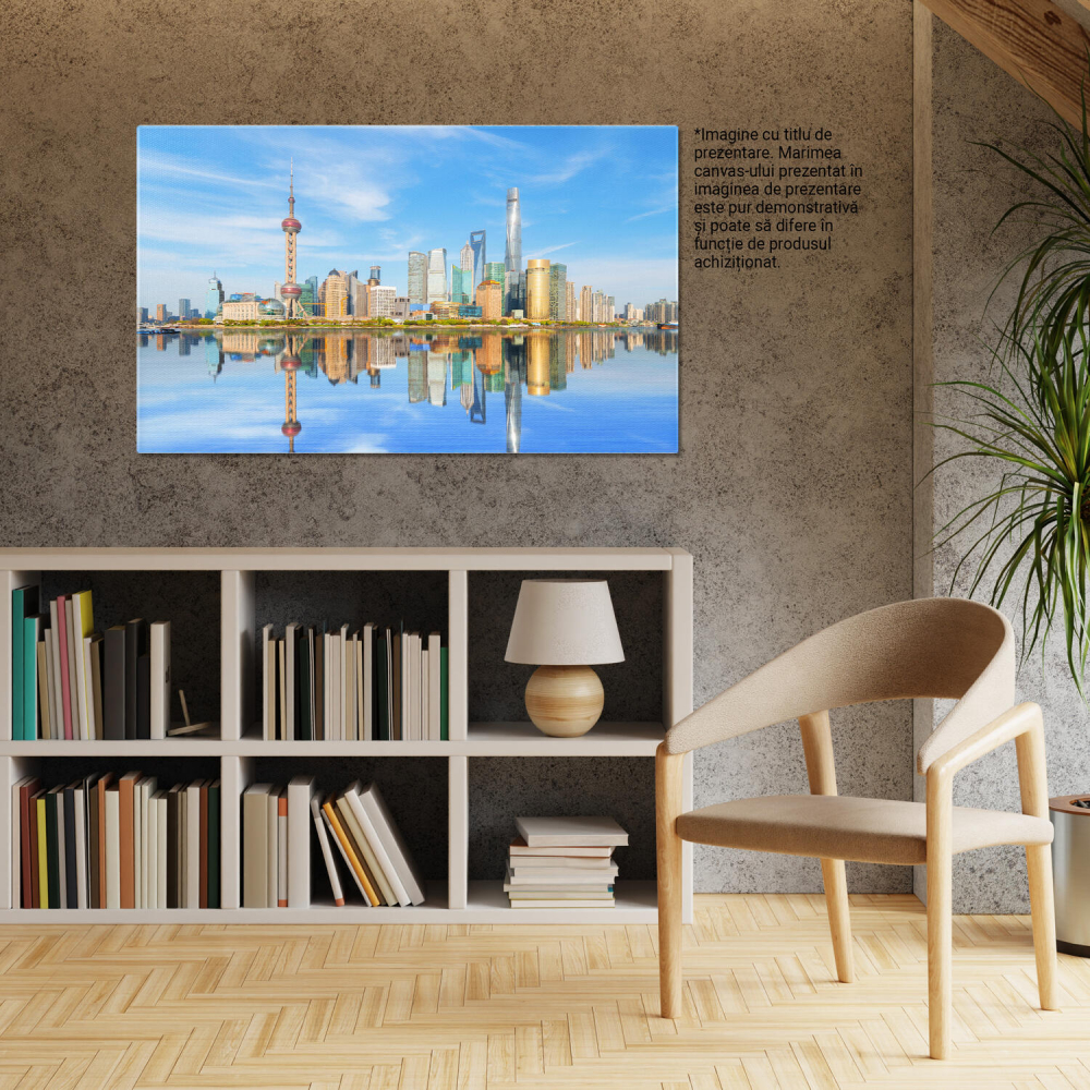 Tablou Canvas: Bund-ul din Shanghai sub Cerul Albastru, Marime 40x25CM [3]