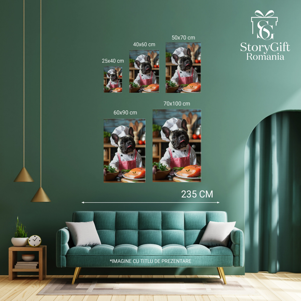 Tablou Canvas Chef Bulldog cu Limba Scoasă, Marime 40x25CM [4]