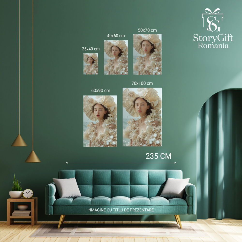 Chemarea Mării - Tânăra Acoperită de Scoici - Visul Marin Împlinit - Pictură Digitală, Marime 40x25CM [4]