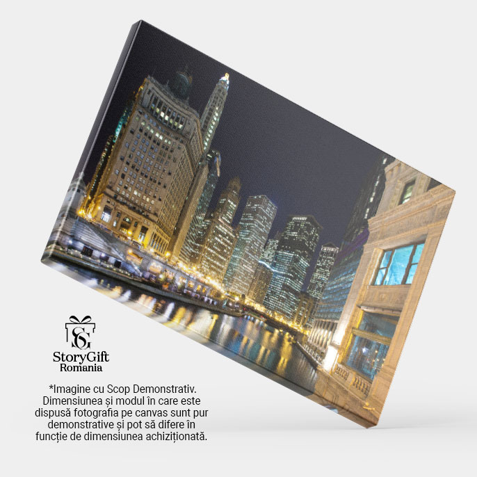 Tablou Canvas Chicago la Amurg peste Rau Urban, Arhitectura, Chicago, Rau, Peisaj Urban 1159 40x25CM [4]