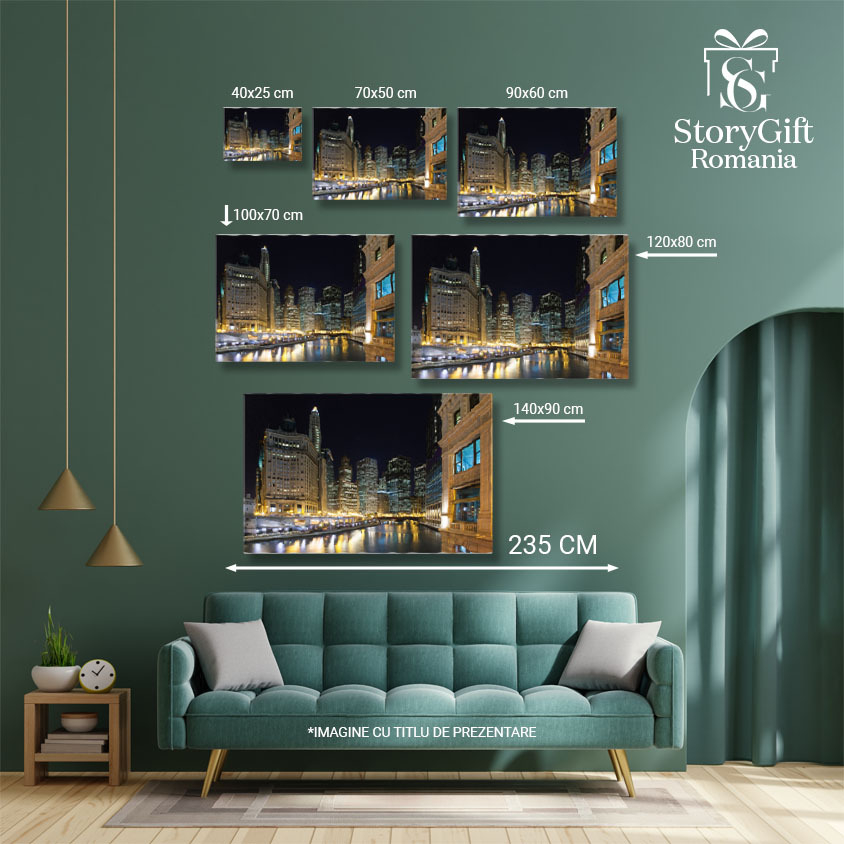 Tablou Canvas Chicago la Amurg peste Rau Urban, Arhitectura, Chicago, Rau, Peisaj Urban 1159 40x25CM [5]