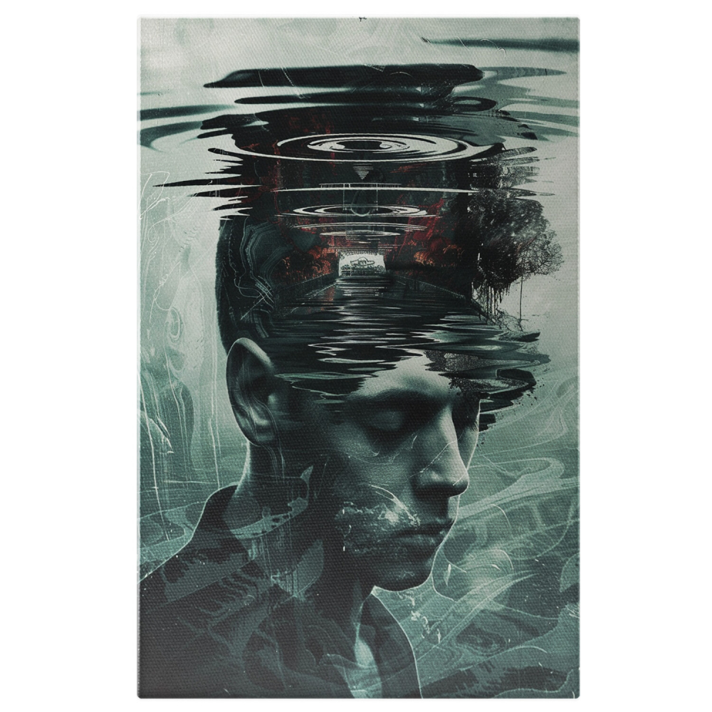 Thoughtful Man with Closed Eyes Reflecting on Troubling Memories - Digital Art, Marime 40x25CM [1]