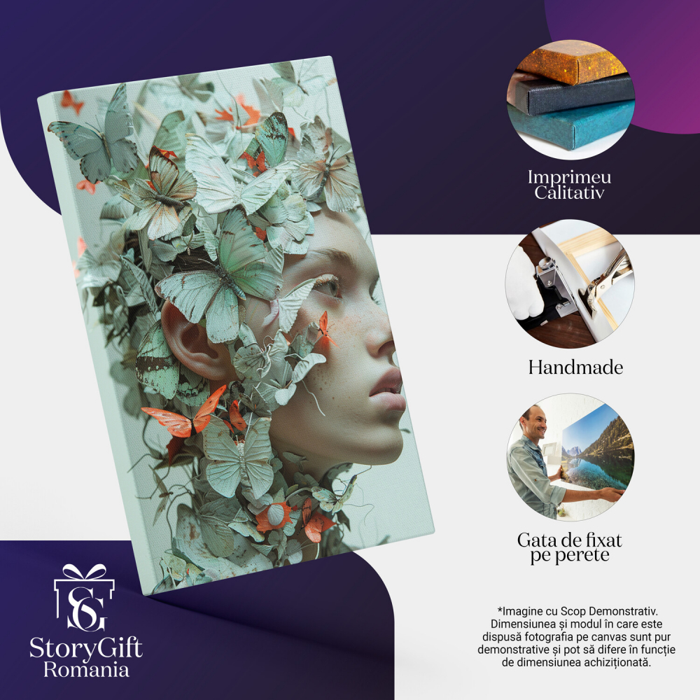 Chipul Acoperit de Fluturi - Pictură Digitală, Marime 40x25CM [2]
