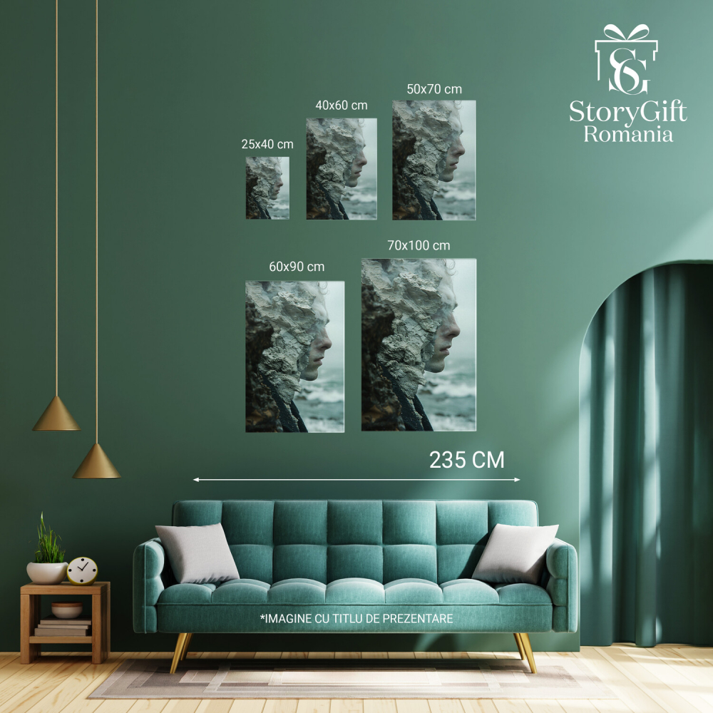 Chipul Bărbatului Cioplit în Piatră Calcar și Fum la Malul Mării - Sculptură a Caracterului, Marime 40x25CM [4]