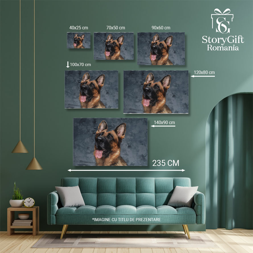 Tablou Canvas Ciobanesc German - Gardian Cu Privire Vigilenta 40x25CM [5]