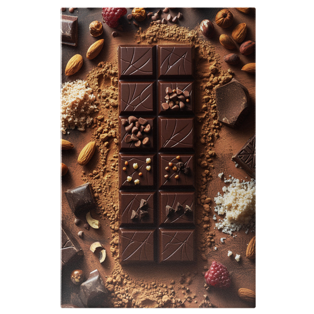 Tablou Canvas Ciocolată Rafinată cu Migdale și Zmeură | Pictură Digitală Luxury Chocolate, Marime 40x25CM [1]