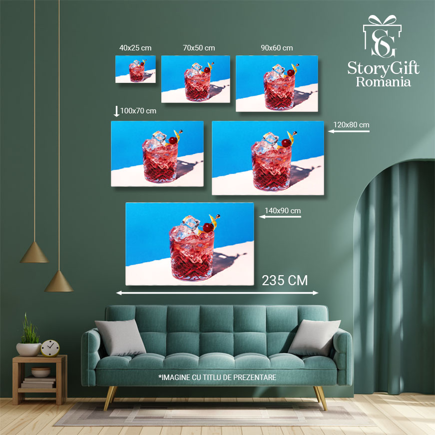 Tablou Canvas: Cocktail Rosa Negroni - Bautura Rafinata 40x25CM [5]