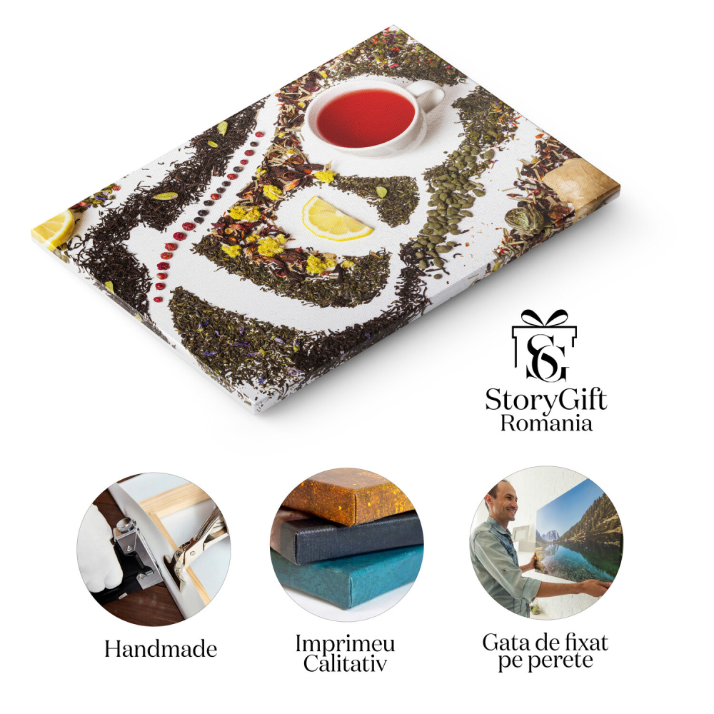 Tablou Canvas Colecție de Ceaiuri: Diverse Arome și Gusturi în Cadru Elegant, Marime 40x25CM [2]