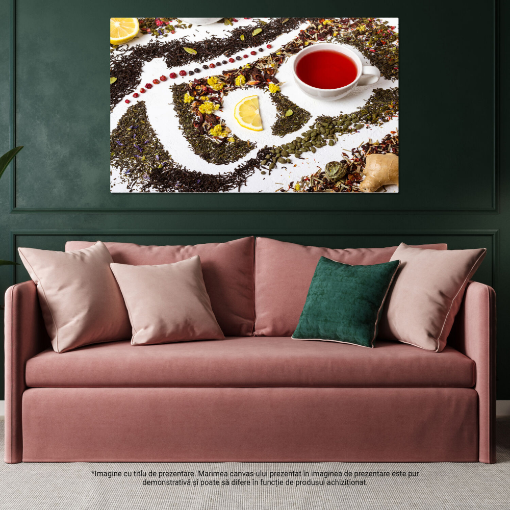 Tablou Canvas Colecție de Ceaiuri: Diverse Arome și Gusturi în Cadru Elegant, Marime 40x25CM [4]